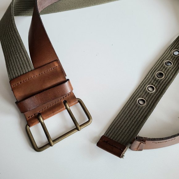 Leather and fabric Sandwich belt - Picture 1 of 7
